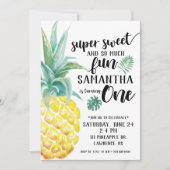 Super Sweet Pineapple First Birthday Invitation Kaart (Voorkant)