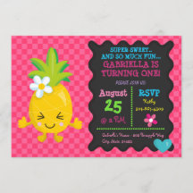 Super Sweet Pineapple First Birthday Invitation