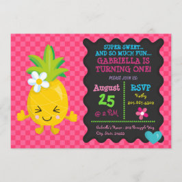 Super Sweet Pineapple First Birthday Invitation Kaart