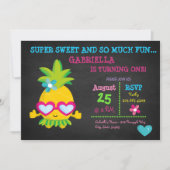 Super Sweet Pineapple First Birthday Invitation Kaart (Voorkant)
