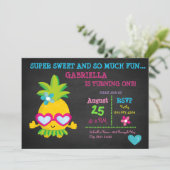 Super Sweet Pineapple First Birthday Invitation Kaart (Staand voorkant)