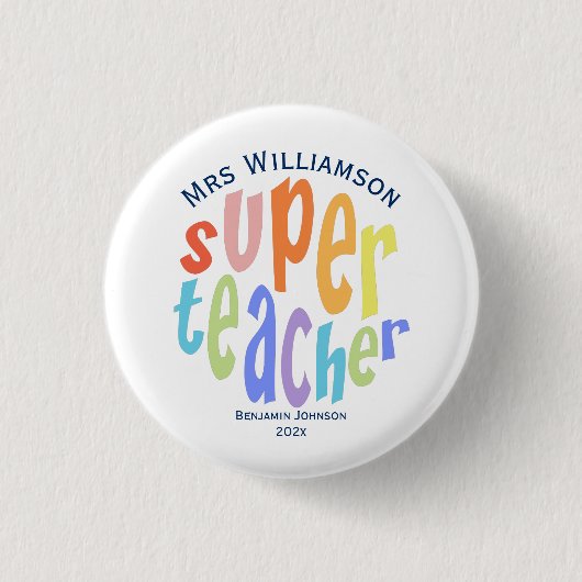 Super Teacher Appreciation Day Hartelijk dank Ronde Button 3,2 Cm (Voorkant)