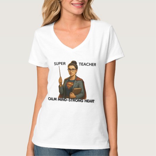 Super Teacher: Calm Mind - Strong Heart T-shirt (Voorkant)