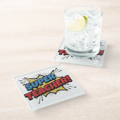 Super Teacher Comic Style Glazen Onderzetter (Schuin)