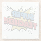 Super Teacher Comic Style Glazen Onderzetter (Achterkant)