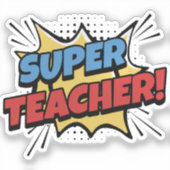Super Teacher Comic Style Sticker (Voorkant)