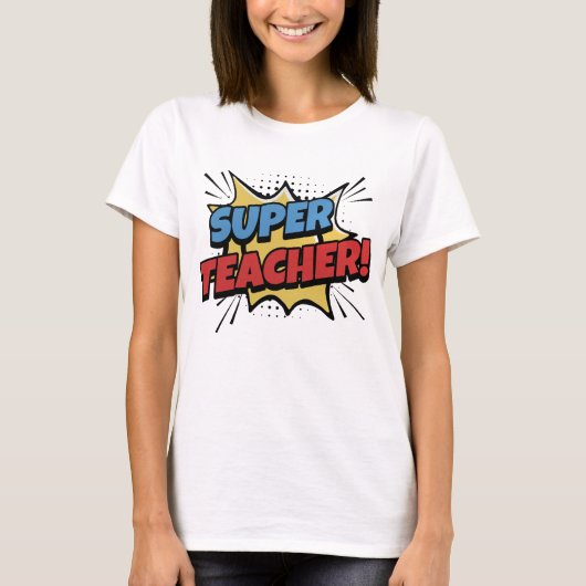 Super Teacher Comic Style T-shirt (Voorkant)
