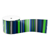 Super Team Sport Stripe Ribbon in blauw en groen Grosgrain Lint (Spoel)