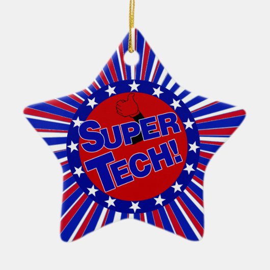 SUPER TECH BUTTON PATRIOTISCH .png Keramisch Ornament (Voorkant)
