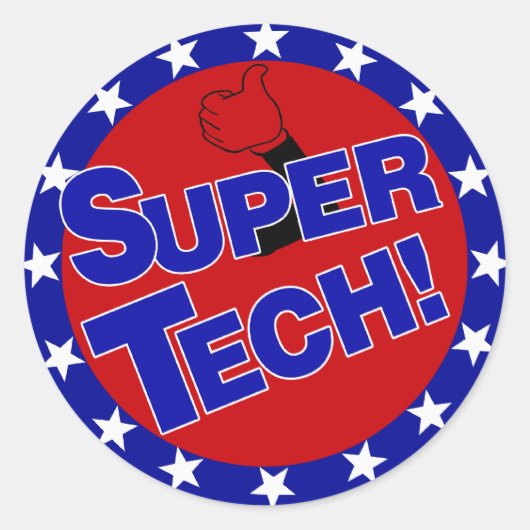 SUPER TECH! LABORATORIUMWETENSCHAPPELIJKE STIMULER RONDE STICKER (Voorkant)