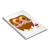 Super Trendy Bacon Mustache Owl Cartoon Notitieboek (Rechterzijde)