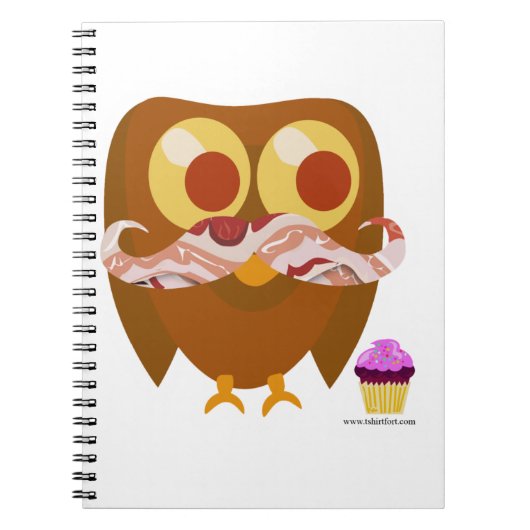 Super Trendy Bacon Mustache Owl Cartoon Notitieboek (Voorkant)