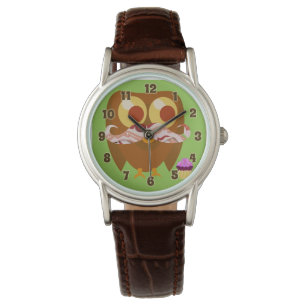 Super Trendy Bacon Mustache Owl Horloge