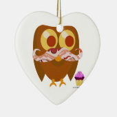 Super Trendy Bacon Mustache Owl Keramisch Ornament (Rechts)