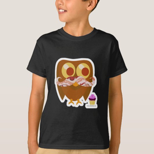 Super Trendy Bacon Mustache Owl T-shirt (Voorkant)
