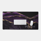 Super Trendy Paarse Agaat Gouden Glitter Desk Mat (Keyboard & Muis)