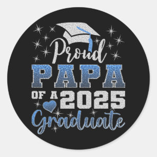 Super trotse papa van 2025 Afstuderen Geweldige fa Ronde Sticker