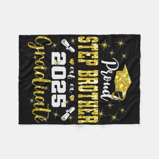 Super trotse Step Brother van 2025 Afstuderen Grad Fleece Deken (Voorkant (Horizontaal))