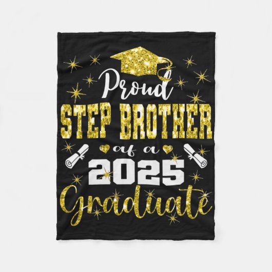 Super trotse Step Brother van 2025 Afstuderen Grad Fleece Deken (Voorkant)