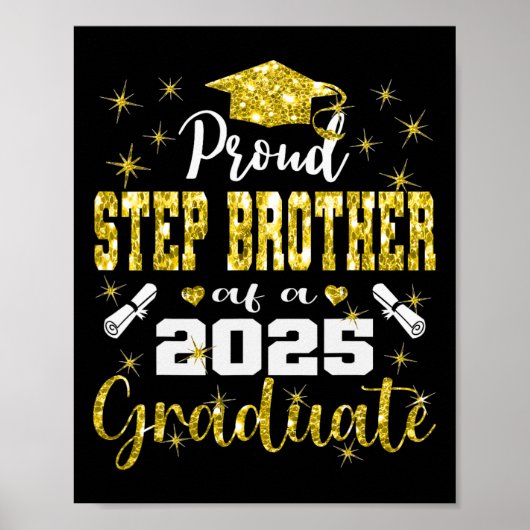 Super trotse Step Brother van 2025 Afstuderen Grad Poster (Voorkant)