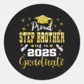 Super trotse Step Brother van 2025 Afstuderen Grad Ronde Sticker (Voorkant)