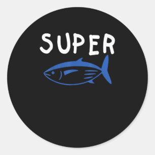 Super Tuna Fish Army Funny KP Muziek Mannen Vrouwe Ronde Sticker