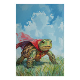 Super Turtle Poster | Grappige Cartoon Muur Kunst