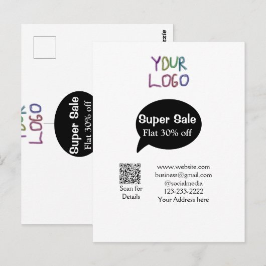 super uitverkoop zakelijke korting scan QR-code de Briefkaart (Voorkant / Achterkant)