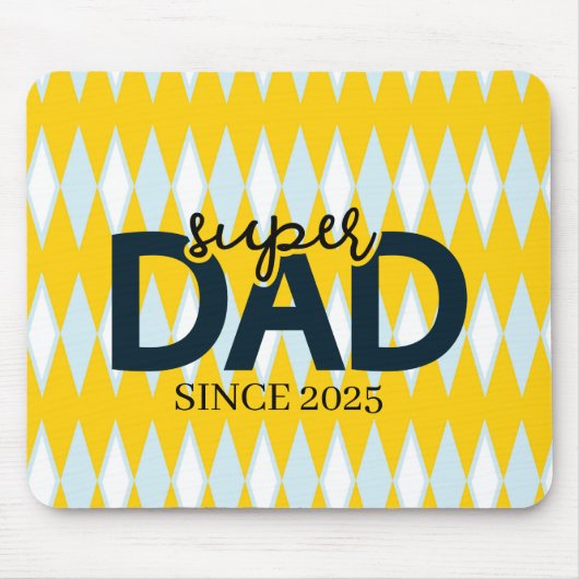 Super vader sinds jaar geel argyle patroon muismat (Voorkant)
