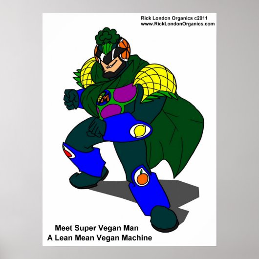 Super Vegan Man (Onze Mascot) Posters (Voorkant)