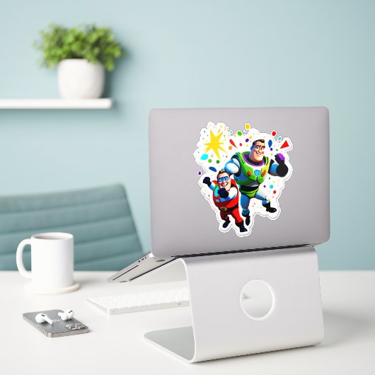 Super Verjaardagsfeest! Sticker (Laptop op bureau)