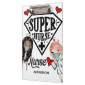 Super-verpleegster superheld DIY-naam Klembord (Links)