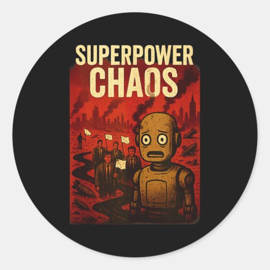 Super Wer Chaos Dystoan Satire War Consequences Gi Ronde Sticker (Voorkant)