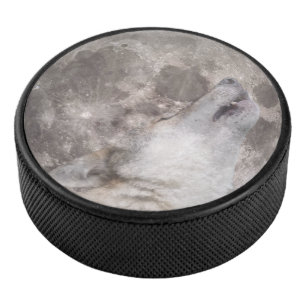 Super Wolf Moon Hockey Puck