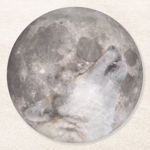 Super Wolf Moon Ronde Kartonnen Onderzetter