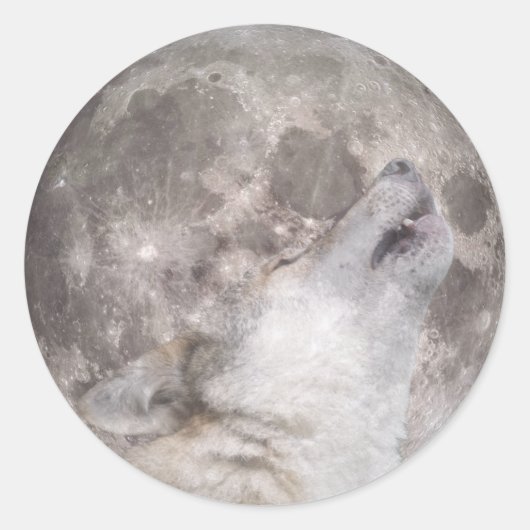 Super Wolf Moon Ronde Sticker (Voorkant)