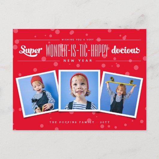 Super Wonder-is-tic Happy-docious nieuwjaarsfoto Feestdagenkaart (Voorkant)