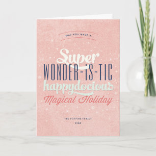 Super Wonderistic Happydocious Fun Typography Kids Feestdagen Kaart