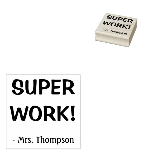 "SUPER WORK!" + Naam leraar stempel (Gestempeld)