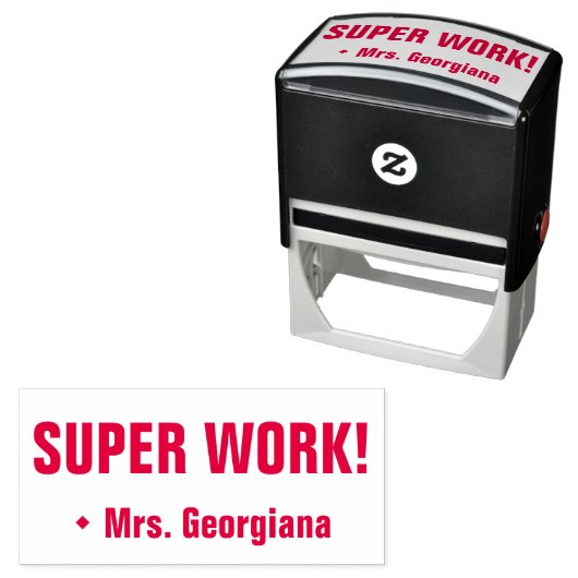 "SUPER WORK!" Rubberstempel voor toewijzing Zelfinktende Stempel (In situ)
