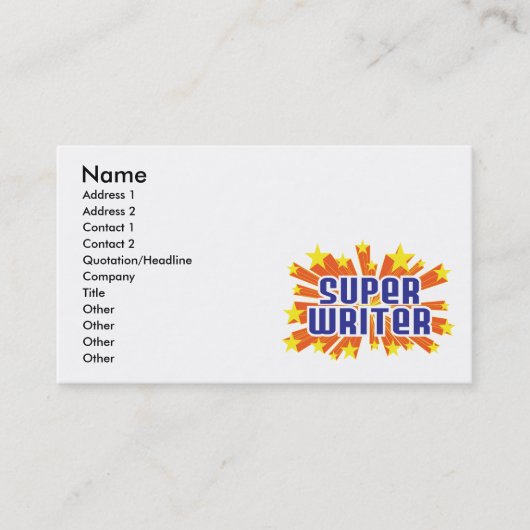 Super Writer Visitekaartje (Voorkant)