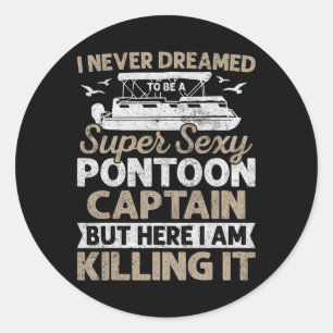 Super Y Pontoon Kapitein Cadeaus Grappige Pontoon Ronde Sticker