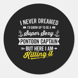 Super Y Pontoonboot Kapitein Zeiler Eigenaar Varen Ronde Sticker