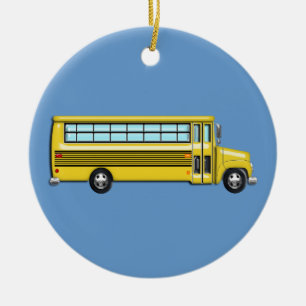 Super Yellow School Bus Keramisch Ornament