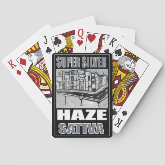 SUPER ZILVEREN NEVEL SATIVA SPEELKAARTEN (Achterkant)