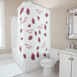 Super zoete aardbei gepersonaliseerd douchegordijn