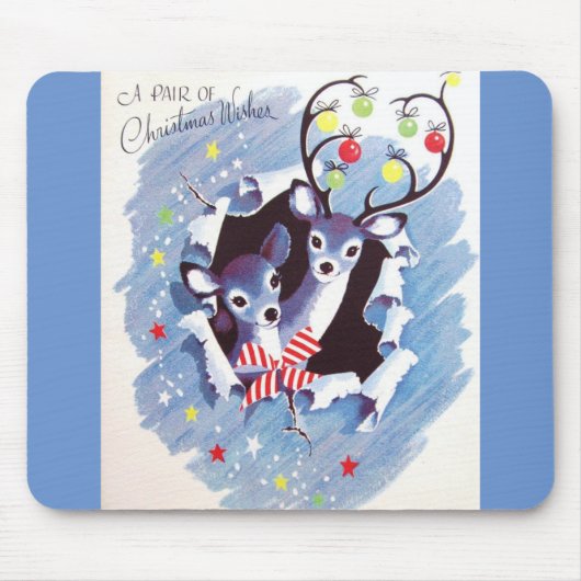 Super Zoete Vintage Blauwe Kerstmis van het Muismat (Voorkant)