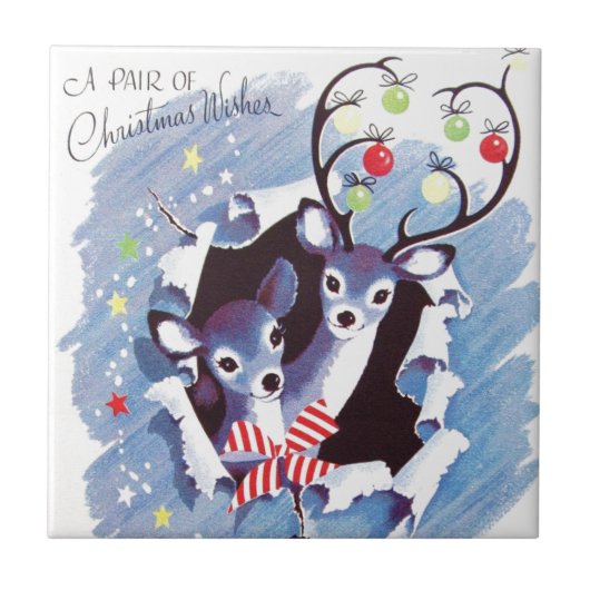 Super Zoete Vintage Blauwe Kerstmis van het Tegeltje (Voorkant)