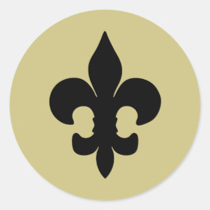 Super Zwart Fleur de lis Ronde Sticker