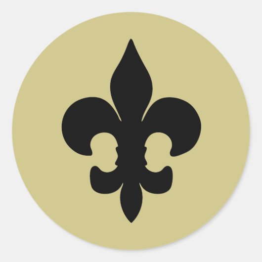 Super Zwart Fleur de lis Ronde Sticker (Voorkant)